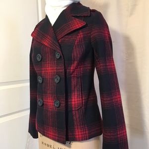 OLD NAVY Plaid Wool Pea Coat NEVER WORN! GRAB IT!
